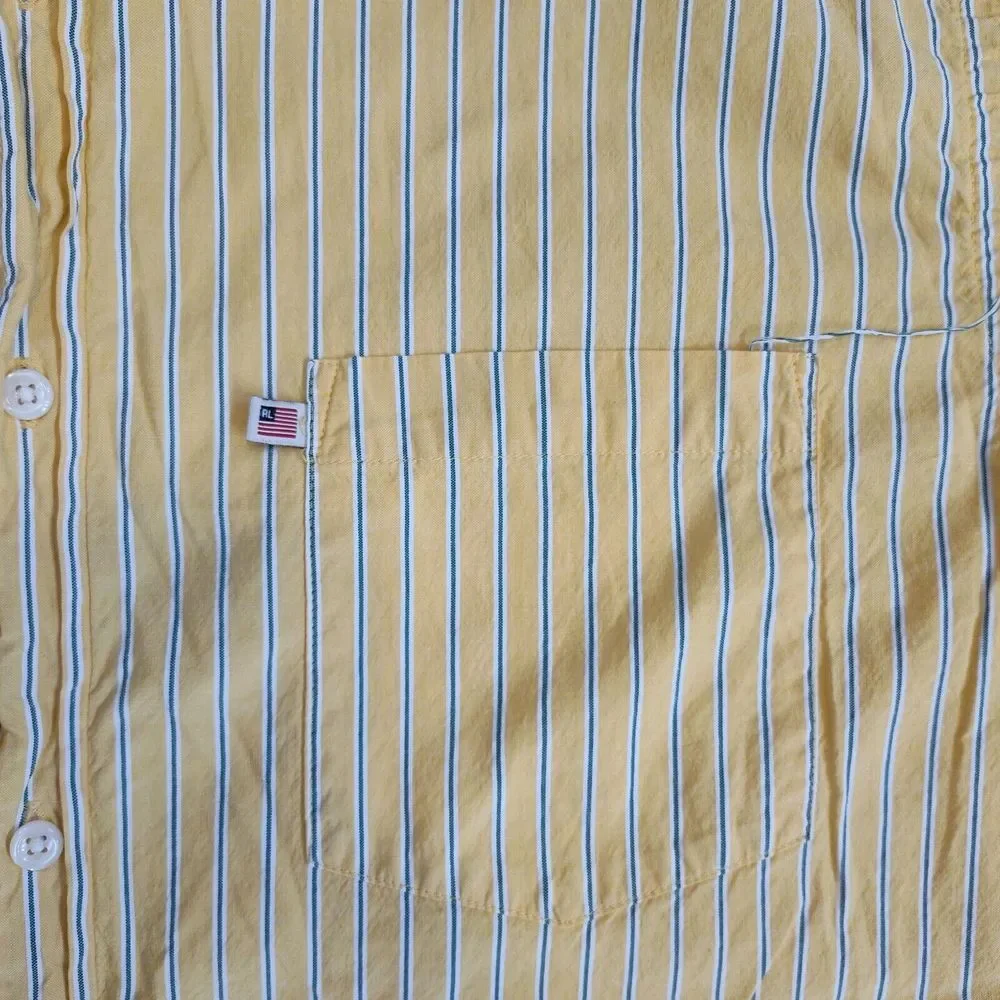 Ralph Lauren Polo Jeans Co Men Size XL Striped Long Sleeve Button‎ Up Yellow